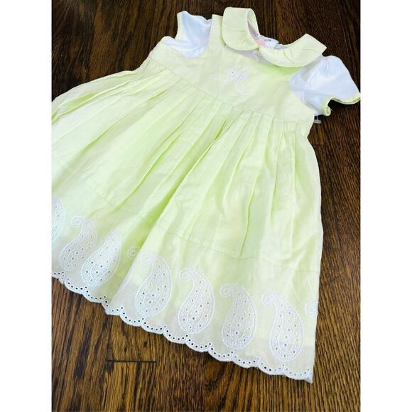 NEW First Impressions Baby Girl 6-12 Months Lemon Lime Embroidered 2-piece Dress - Picture 6 of 7